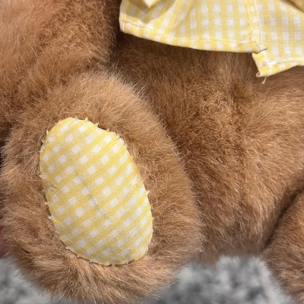Carter's Prestige Teddy Bear Yellow Gingham‎ Rattle 1990s Vintage